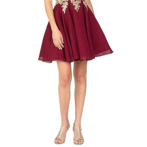 NWT Eureka Fashion 8733 Cocktail Dress Chiffon Red Size XS - Picture 3 of 5